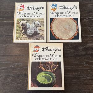 1971 Disney's Wonderful World of Knowledge Set Of 3 Kids Hardcover Books Vol 1-3
